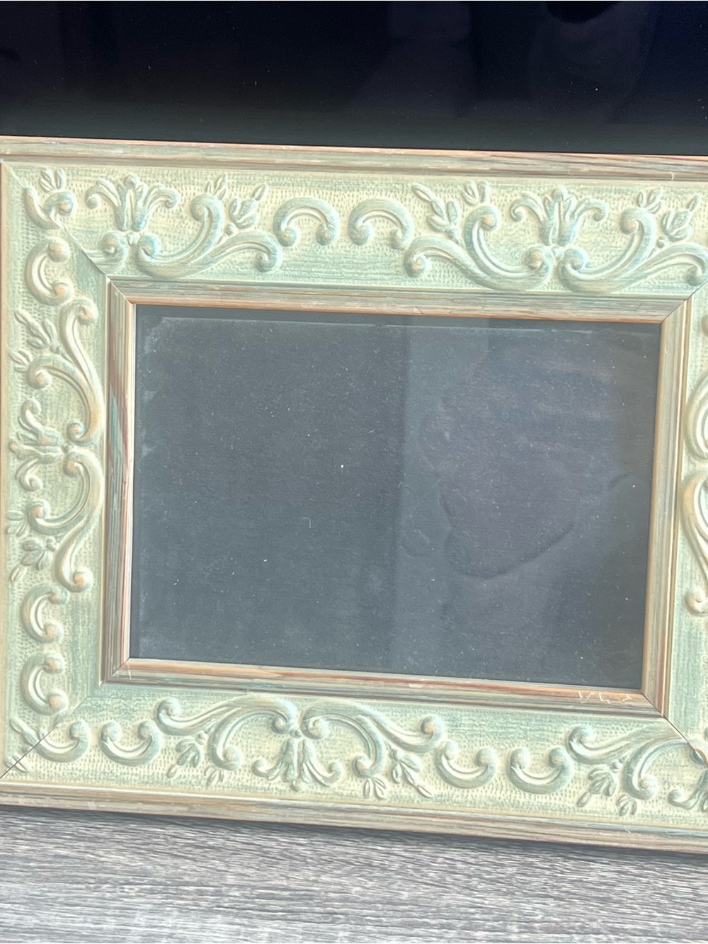 Ornate Decorative Picture Frame in Distressed Mint Green